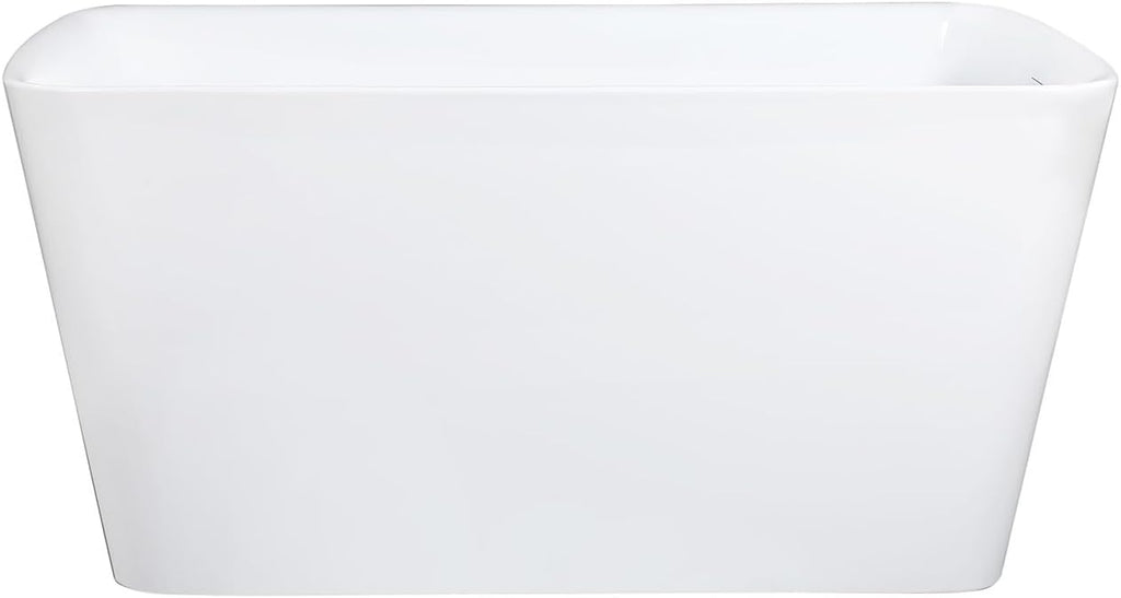 Kingston Brass VTSQ513226S Aqua Eden 51' Acrylic Freestanding Tub with Drain and Integrated Seat, Glossy White