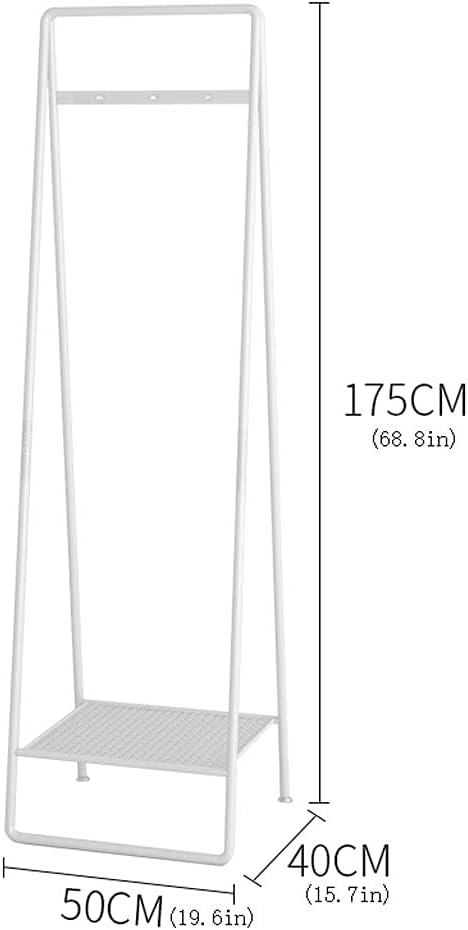 YYDS Clothing Garment Rack Clothes Racks with Hooks Free Standing Holder Collapsible Clothing Hanging Rack Metal Pipe Garment Rack Storage Shelf -Iron Clothing Racks (Color : White, Size : 50cm)