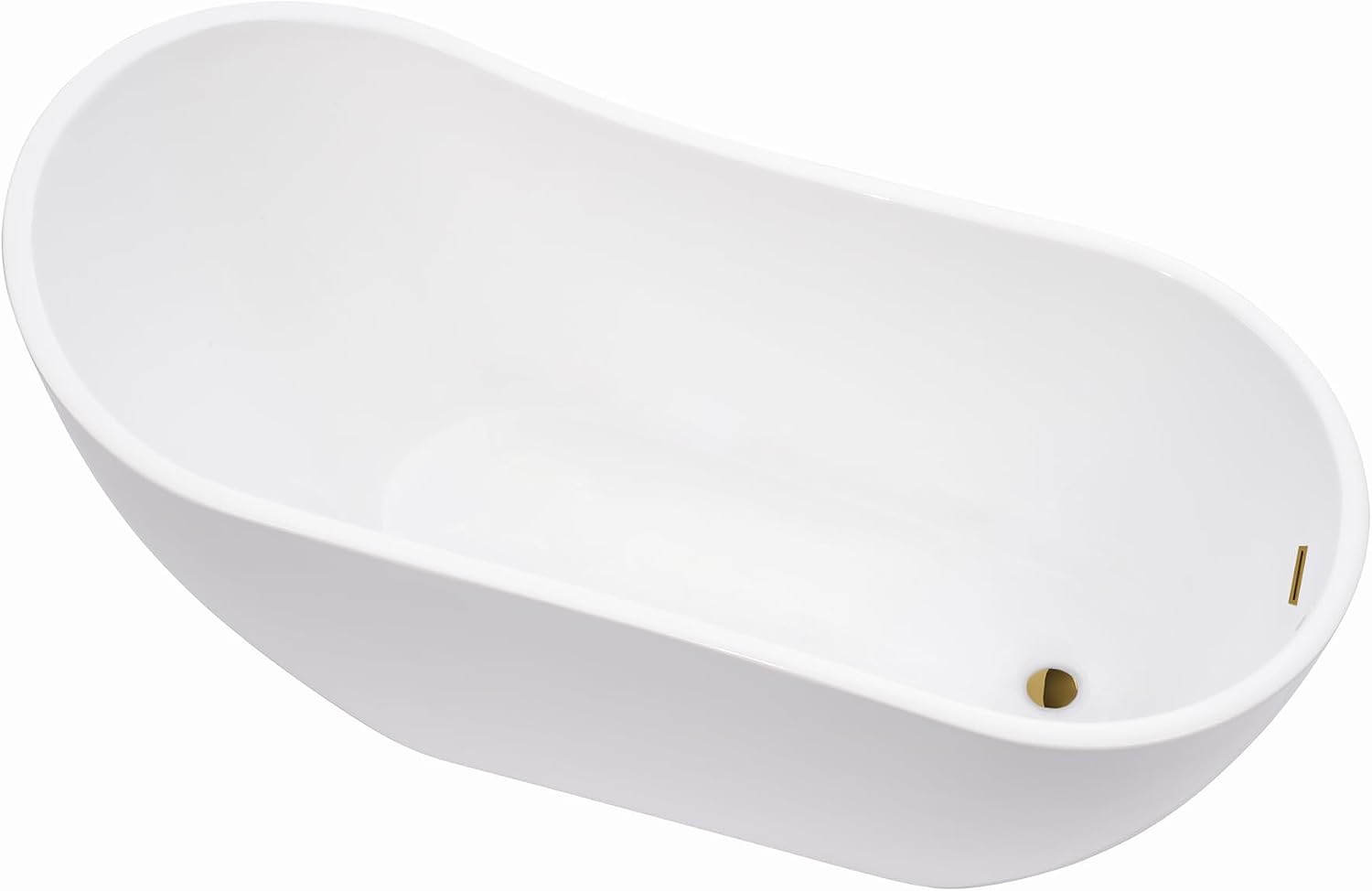 Vanity Art 59 X 29 Inch White Acrylic Freestanding Bathtub | Contemporary Design Soaking Tub with Pop-up Drain and Slotted Overflow Included, UPC Certified VA6904-S-TG