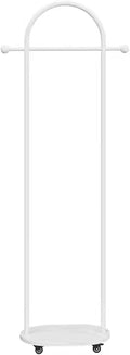 Metal Coat Rack Freestanding,Garment Rack Modern Clothing Rack with Marble Base, Small Coat Hanger Stand with 2 Hooks for Bag and Hat, Space Saving Clothes Organizer for Bedroom(White)