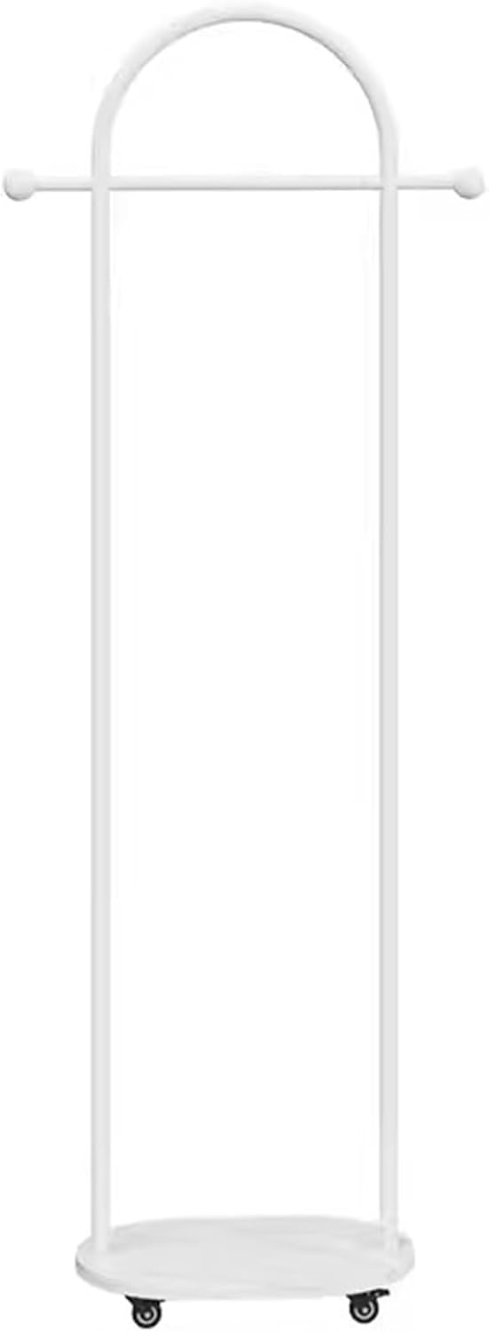 Metal Coat Rack Freestanding,Garment Rack Modern Clothing Rack with Marble Base, Small Coat Hanger Stand with 2 Hooks for Bag and Hat, Space Saving Clothes Organizer for Bedroom(White)