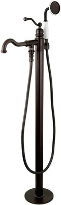 Kingston Brass KS7135ABL English Country Freestanding Tub Faucet with Hand Shower, Oil Rubbed Bronze