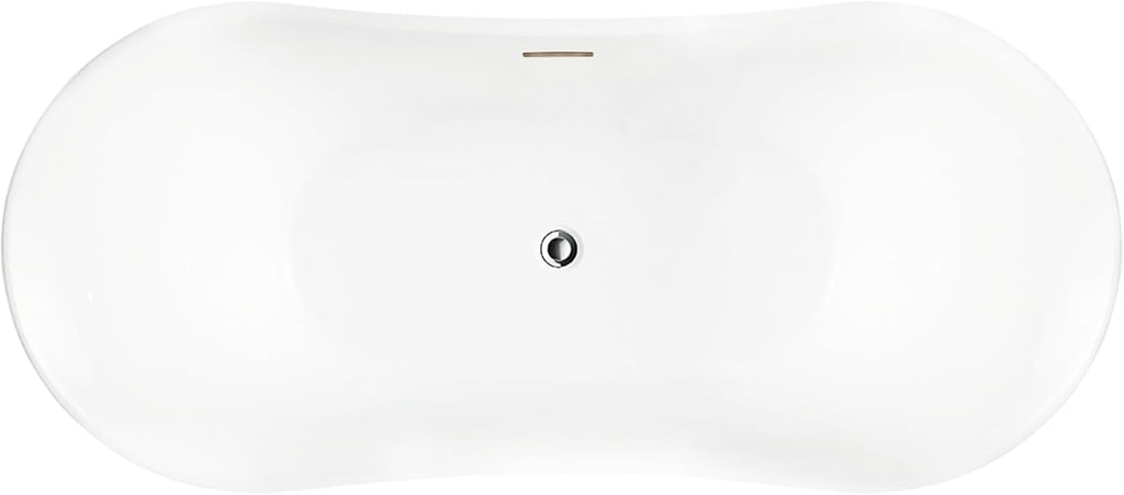 Vanity Art 67 X 30 Inch White Acrylic Freestanding Bathtub | Contemporary Design Soaking Tub with Pop-up Drain and Slotted Overflow Included, UPC Certified VA6805-IO