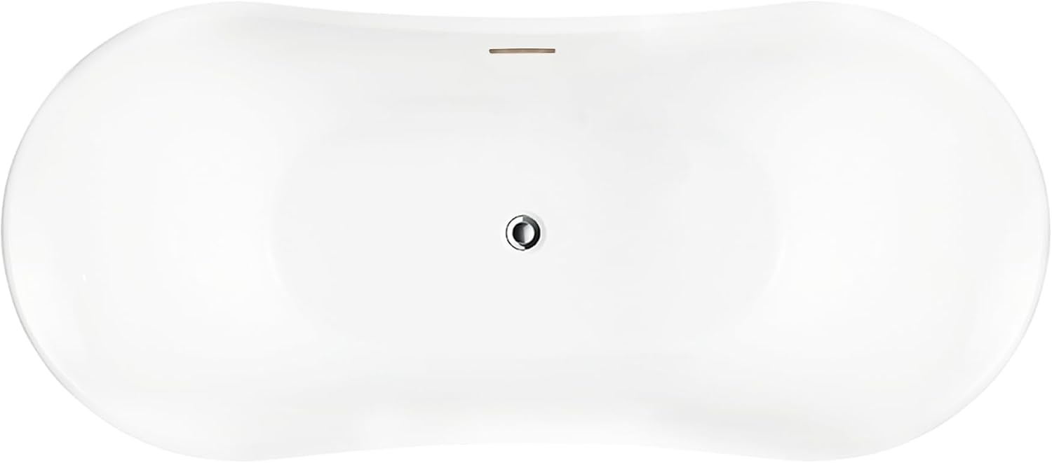 Vanity Art 67 X 30 Inch White Acrylic Freestanding Bathtub | Contemporary Design Soaking Tub with Pop-up Drain and Slotted Overflow Included, UPC Certified VA6805-IO