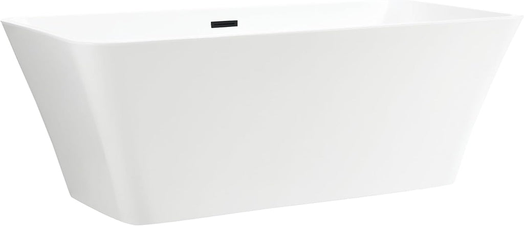 Vanity Art 67 X 29 Inch White Acrylic Freestanding Bathtub | Contemporary Design Soaking Tub with Pop-up Drain and Slotted Overflow Included, UPC Certified VA6820-MB