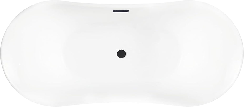Vanity Art 67 X 30 Inch White Acrylic Freestanding Bathtub | Contemporary Design Soaking Tub with Pop-up Drain and Slotted Overflow Included, UPC Certified VA6805-MB