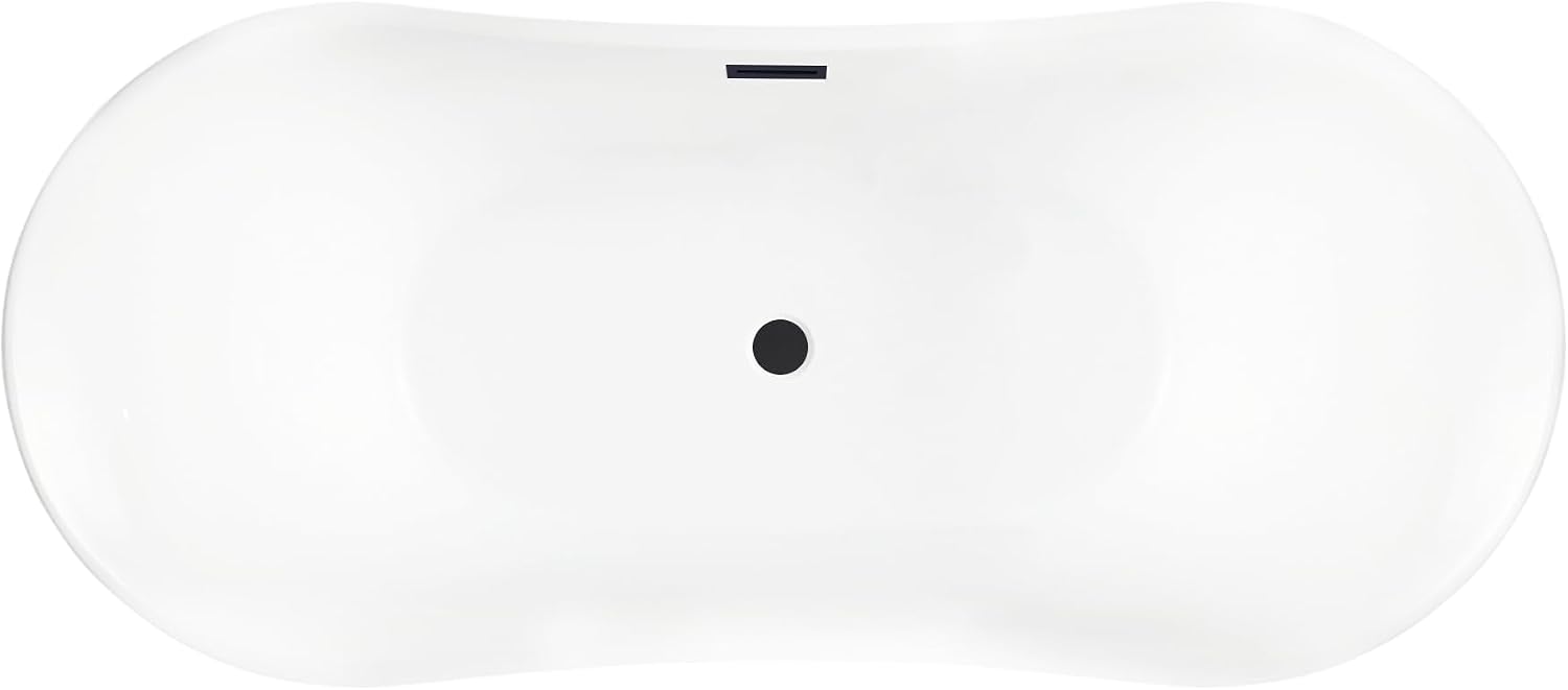 Vanity Art 67 X 30 Inch White Acrylic Freestanding Bathtub | Contemporary Design Soaking Tub with Pop-up Drain and Slotted Overflow Included, UPC Certified VA6805-MB