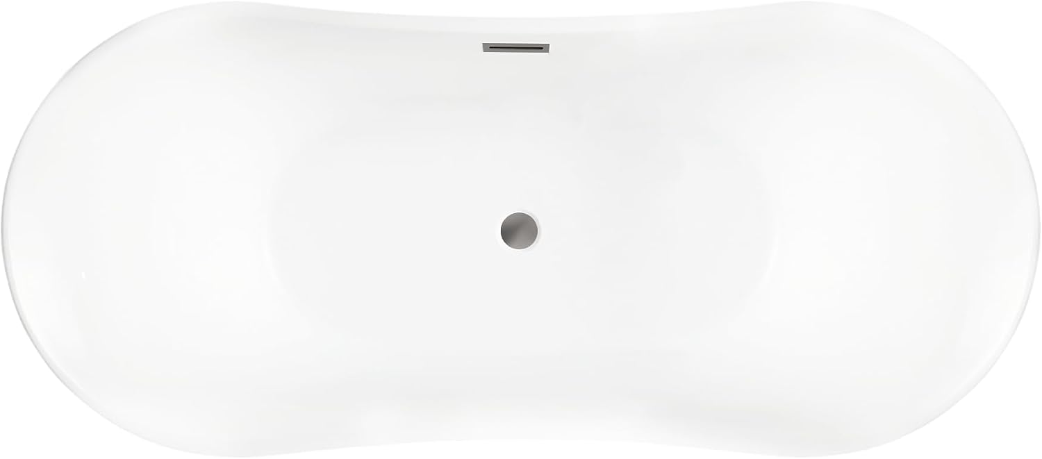 Vanity Art 67 X 30 Inch White Acrylic Freestanding Bathtub | Contemporary Design Soaking Tub with Pop-up Drain and Slotted Overflow Included, UPC Certified VA6805-BN