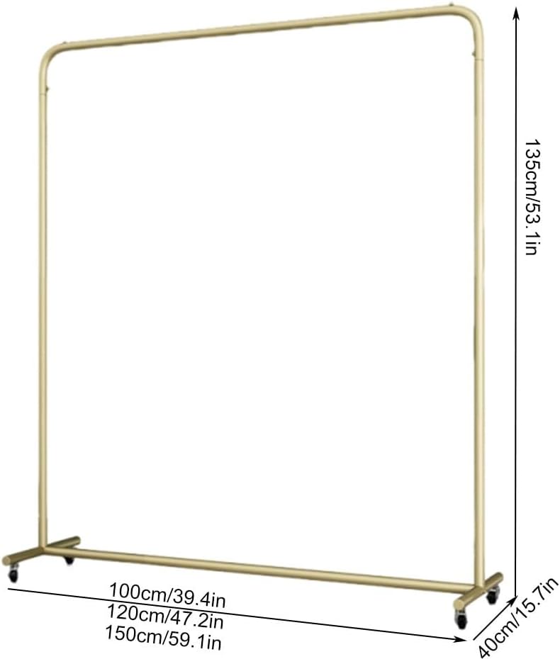 Metal Garment Rack with Wheels, Heavy Duty Clothing Rack for Bedroom and Boutique, Modern Commercial Clothes Rack Rail for Freestanding Single(100cm/39.4in)