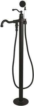 Kingston Brass KS7130ABL English Country Freestanding Tub Faucet with Hand Shower, Matte Black