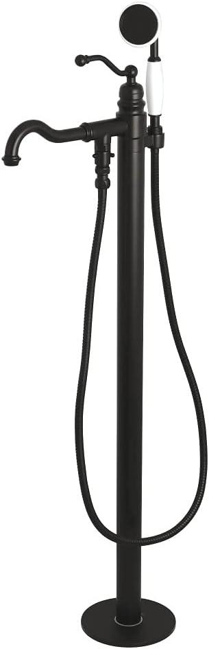 Kingston Brass KS7130ABL English Country Freestanding Tub Faucet with Hand Shower, Matte Black