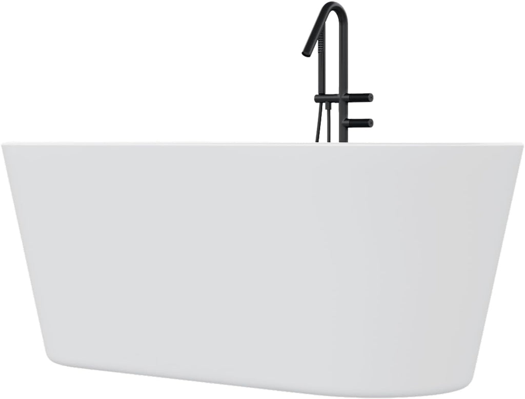 GarveeTech 59' Acrylic Freestanding Bathtub – Glossy White Soaking Tub With Chrome Overflow and Drain, Cupc Certified for Quality and Safety