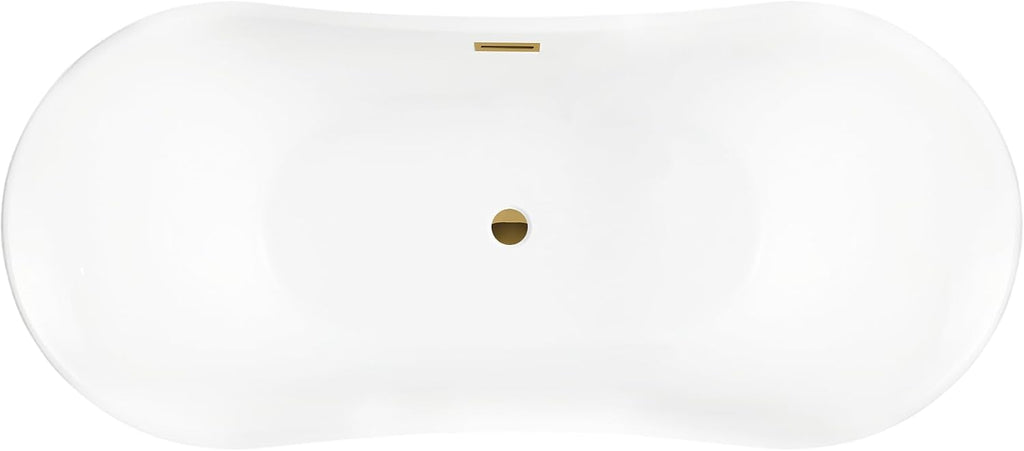Vanity Art 67 X 30 Inch White Acrylic Freestanding Bathtub | Contemporary Design Soaking Tub with Pop-up Drain and Slotted Overflow Included, UPC Certified VA6805-TG