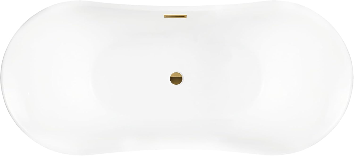 Vanity Art 67 X 30 Inch White Acrylic Freestanding Bathtub | Contemporary Design Soaking Tub with Pop-up Drain and Slotted Overflow Included, UPC Certified VA6805-TG