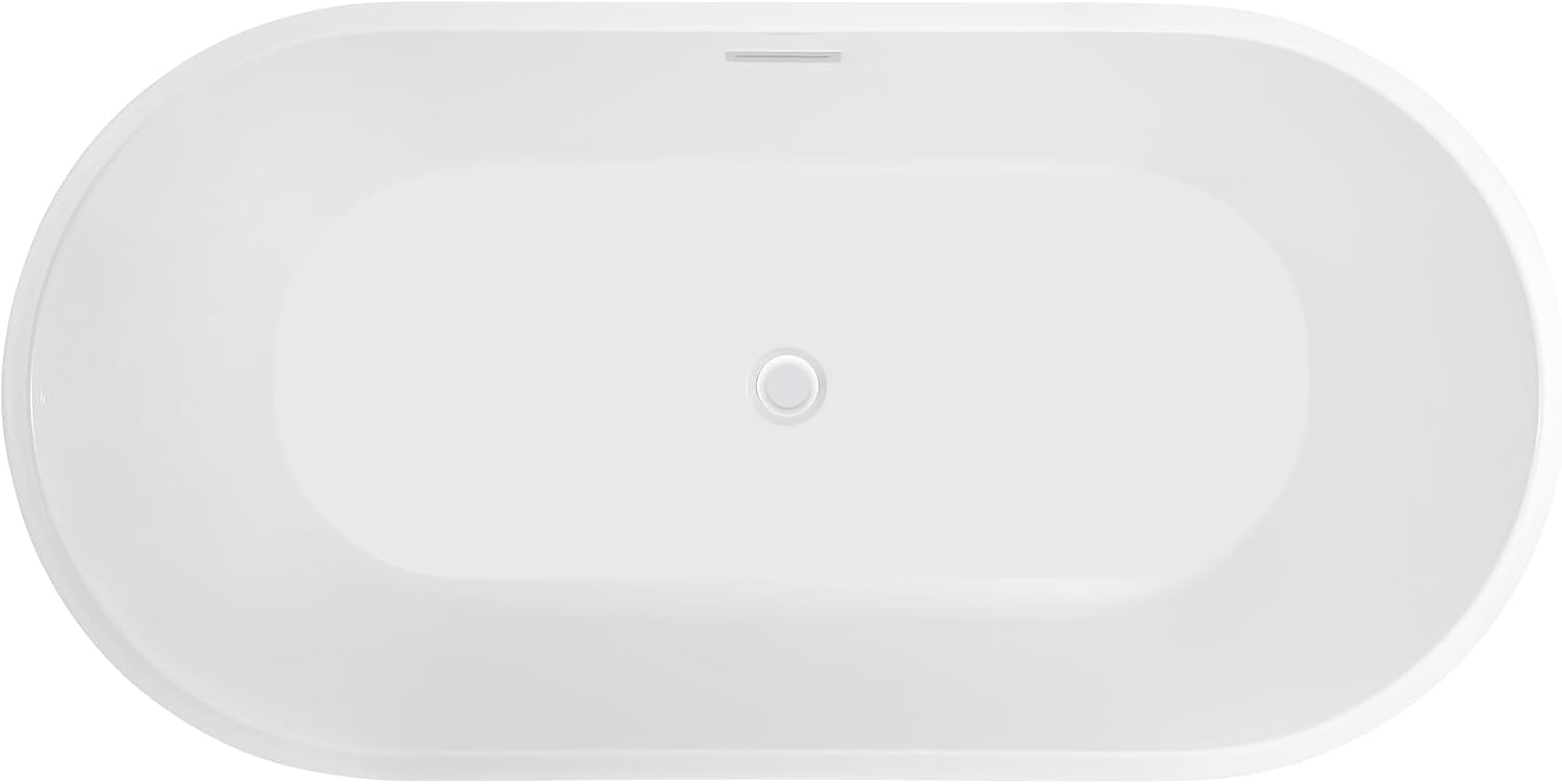 Vanity Art 67' X 32' Non-Slip Acrylic Freestanding Bathtub | Contemporary Design Soaking Tub with Overflow and Pop-up Drain, UPC Certified VA6815-NLW-PW