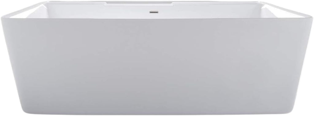 Carver Tubs - Kaskade 71' Modern White Freestanding Soaking Bathtub - Modern Rectangle Acrylic Tub With Chrome Drain & Center Slotted Overflow Included - Deep Soaking - 71″L x32'W x 23'H