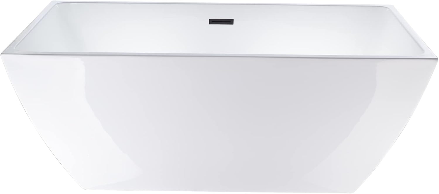 HomeBeyond 59 Inch Free Standing Bathtub | Acrylic Freestanding Soaking Tub deal for Spa-Like Baths, Modern Bathroom Stand Alone Tub Suitable for Couples, Singles, and Families, White