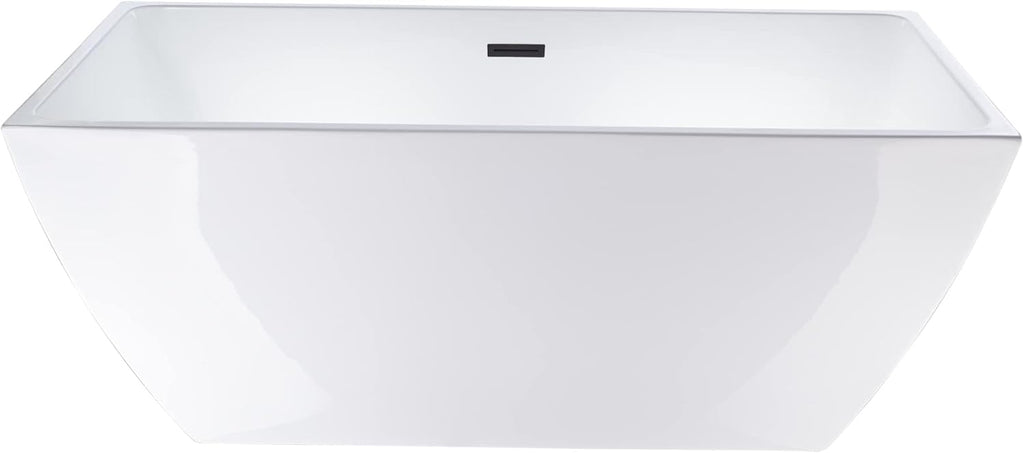 HomeBeyond 59 Inch Free Standing Bathtub | Acrylic Freestanding Soaking Tub deal for Spa-Like Baths, Modern Bathroom Stand Alone Tub Suitable for Couples, Singles, and Families, White