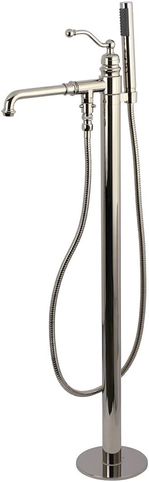 Kingston Brass KS7036ABL English Country Freestanding Tub Faucet with Hand Shower, Polished Nickel
