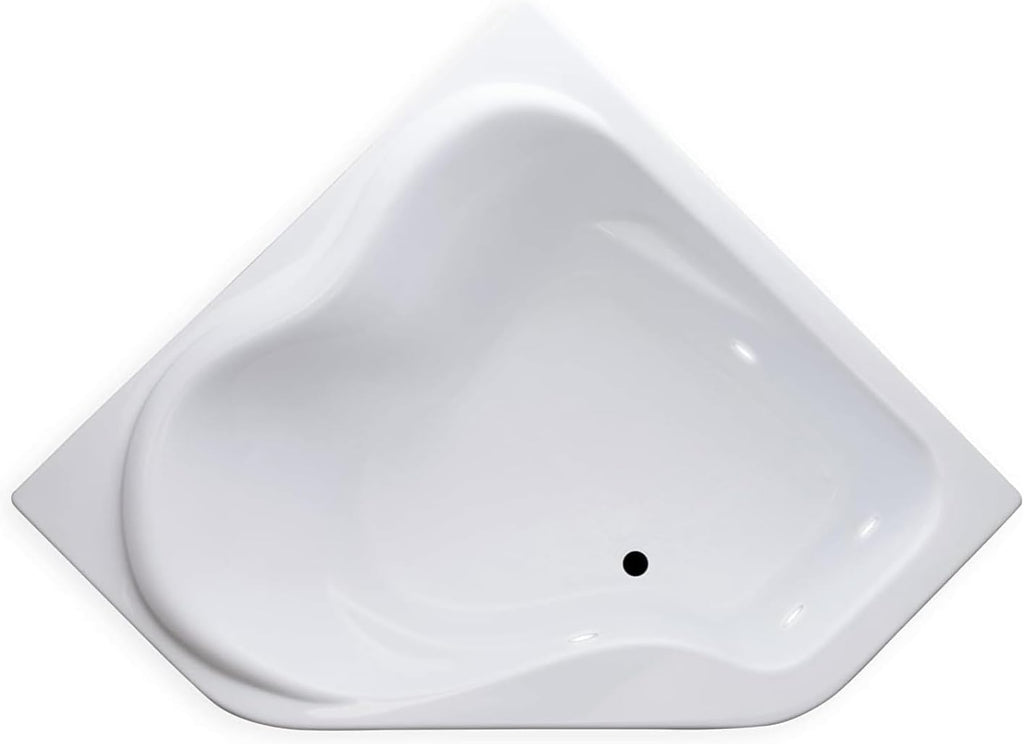 Carver Tubs - CK5959 - Modern Acrylic Fiberglass Soaking Corner Bathtub for Small Bathrooms, w/LED Lights - White Modern Curved Triangle Two Person Tub - Deep Relaxing Soak - 59'L x 59'W x 20.5'H