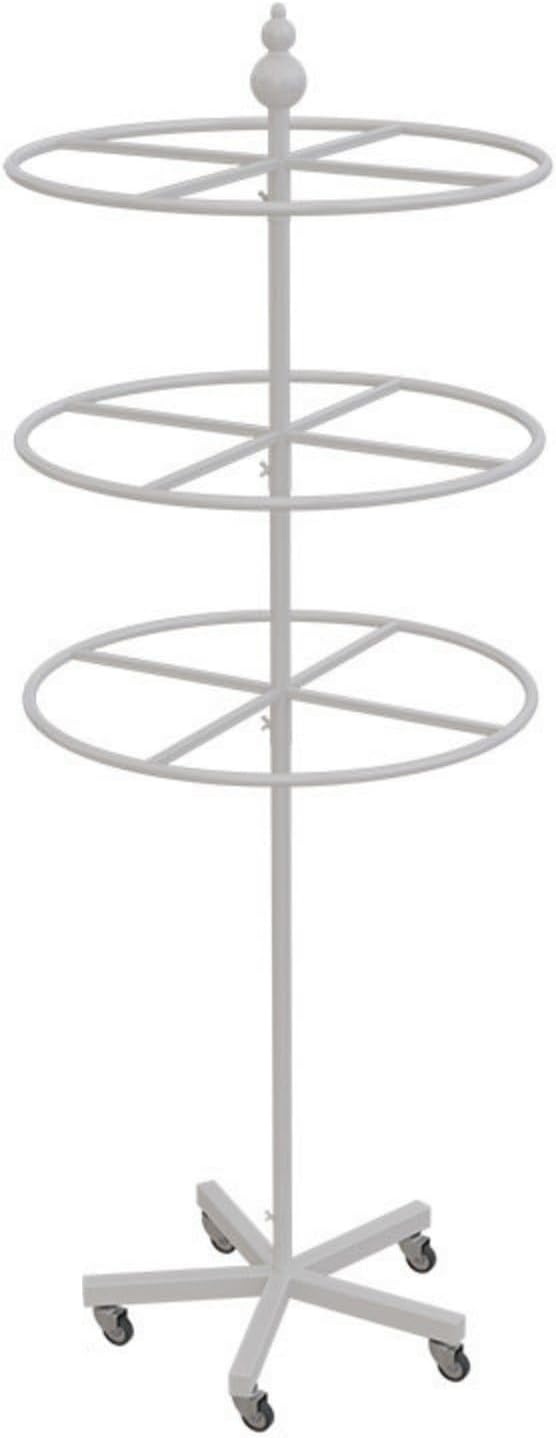 3-Tier Round Garment Rack, 360° Retail Floor Standing Rotating Display Stand, Kids Garment Rack with 5 Wheels, for Retail Store, Boutique, Home Closet(Gold,H-178 cm)