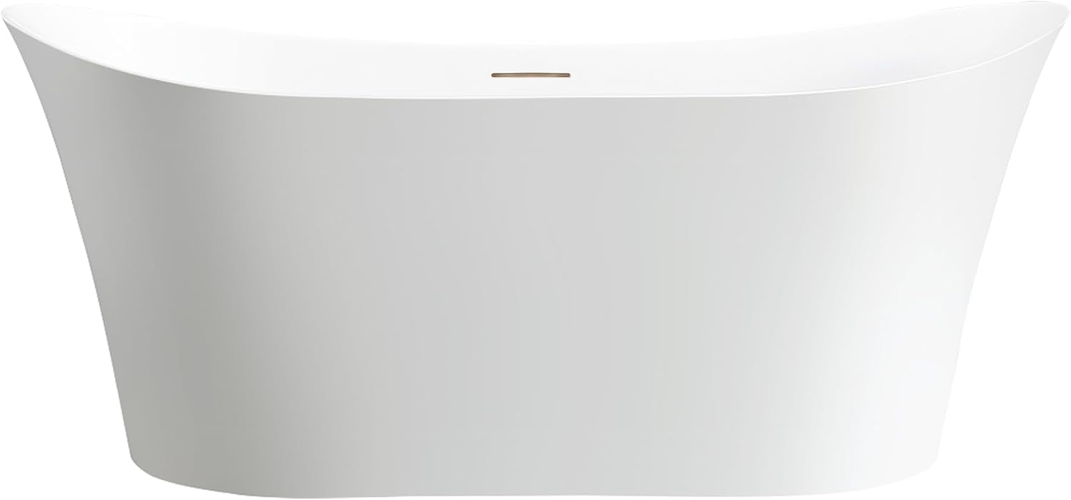 Vanity Art 67 X 30 Inch White Acrylic Freestanding Bathtub | Contemporary Design Soaking Tub with Pop-up Drain and Slotted Overflow Included, UPC Certified VA6805-IO