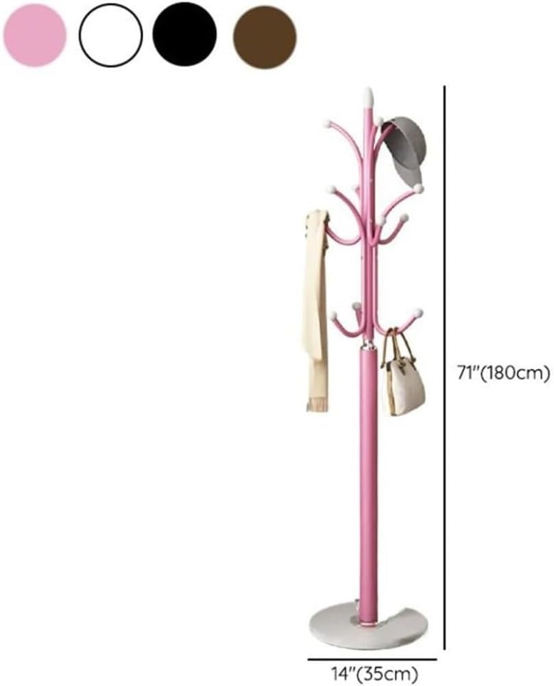 Adjustable Garment Rack Hall Tree with Stand Free Standing Iron Coat Rack Bedroom Hanger Storage For Entryway, Bedroom, Hallway, Office Standing Hanger(White)