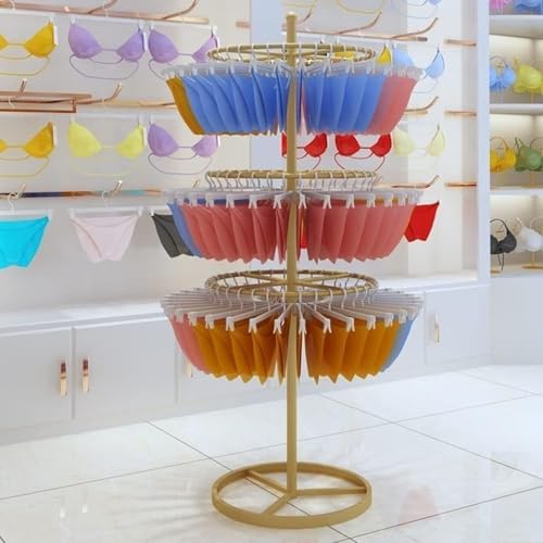 Freestanding 3-Tier Round Display Rack for Garments - Commercial Store Fixture for Bras, Shorts, Socks - White Retail Merchandising Stand