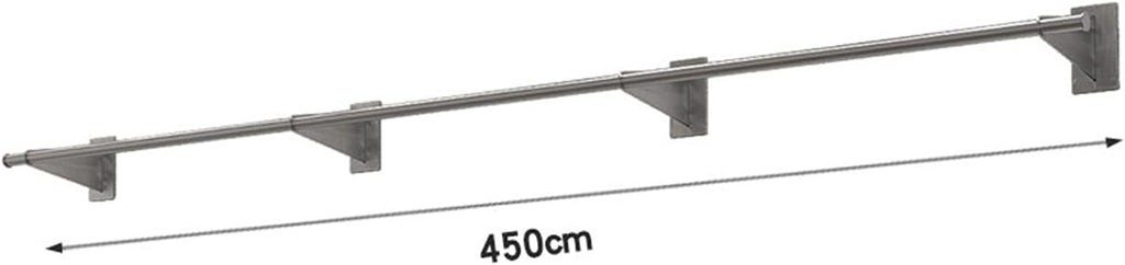 Wall Mounted Industrial Pipe Garment Rack,Retail Store Stainless Steel Clothing Display Stand,Space-Saving Hanging Closet Rod，Garment Hanging Storage Rail Towel Rack,for Bedroom, Laundry Room