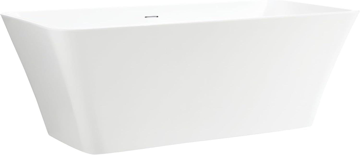 Vanity Art 67 X 29 Inch White Acrylic Freestanding Bathtub | Contemporary Design Soaking Tub with Pop-up Drain and Slotted Overflow Included, UPC Certified VA6820-IO