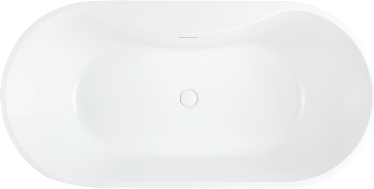 Signature Hardware 447005 Hibiscus 59' Acrylic Soaking Freestanding Tub with Integrated Drain, Overflow and Tap Deck