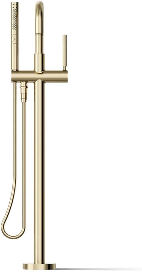 Kohler K-T97328-4-AF Purist Floor-mount bath filler trim with handshower, Vibrant French Gold
