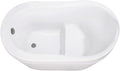 Kingston Brass VTRS523030M8 52' Acrylic Oval Single Slipper Freestanding Tub with Overflow/Drain Assembly and Integral Seat, Glossy White/Brushed Nickel