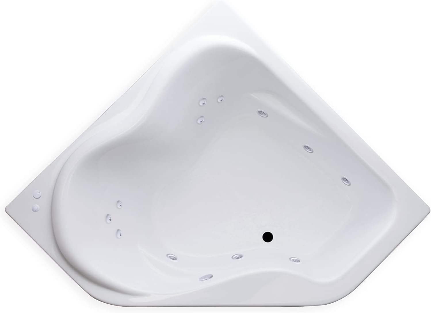 Carver Tubs - CK5959 - Modern Acrylic Whirlpool Tub Water Massage Two Person Bathtub, w/ 12 Jet - White Drop In Curved Triangle Two Person Acrylic Tub - Deep Relaxing Soak - 59'L x 59'W x 20.5'H