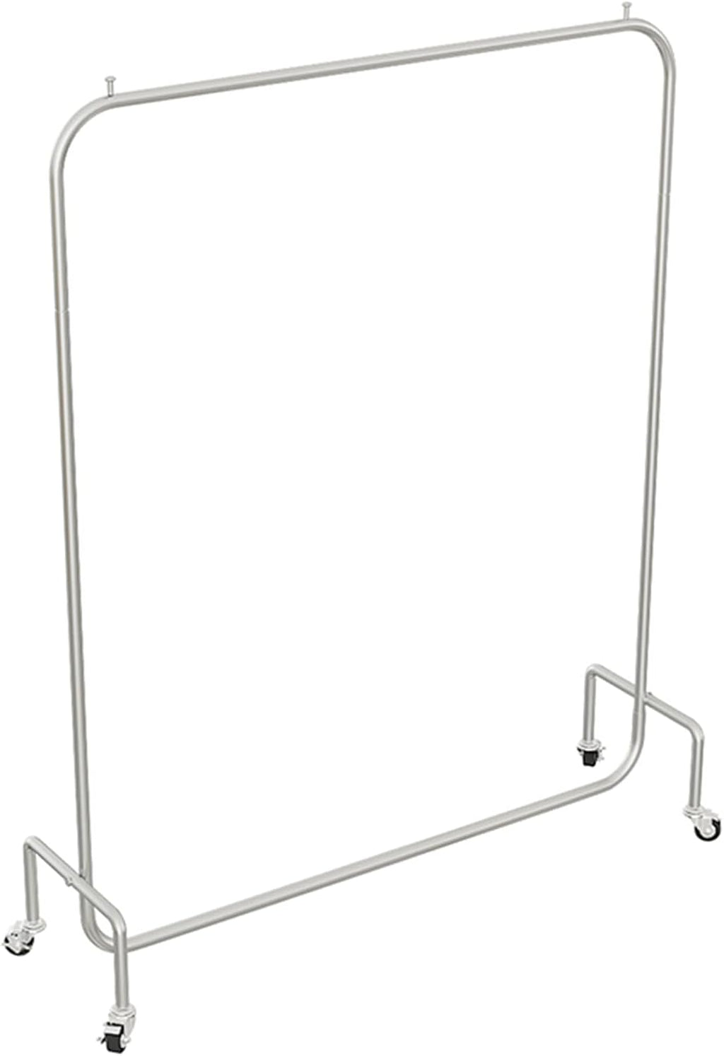 Heavy duty Garment rack Silver Stainless Steel Clothing Rack On Wheels Heavy Duty Clothes Rails For Bedrooms And Laundry Rooms Freestanding Hanger Single Rod Coat Rack Stand Holds 100 Kg ( 150X40X150