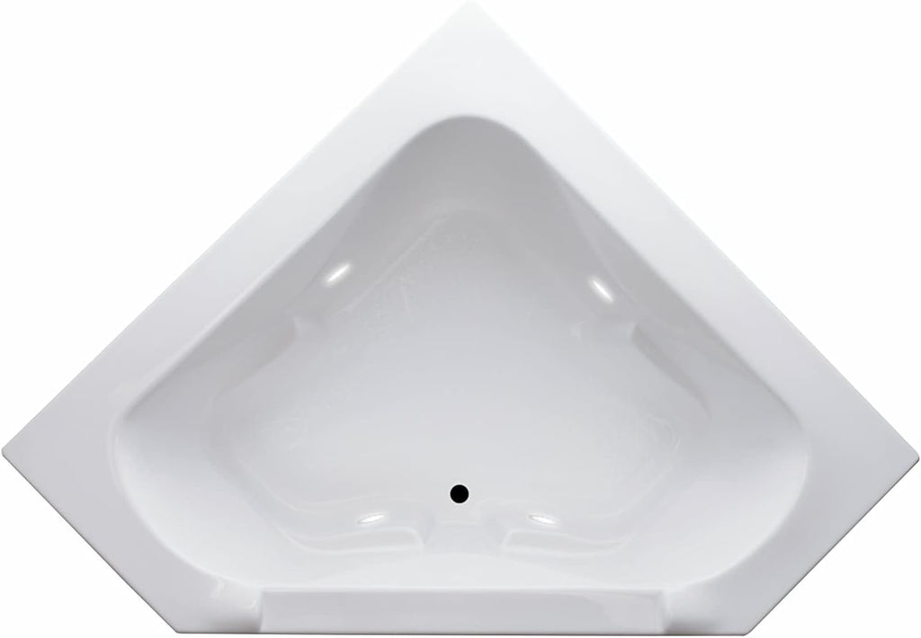 Carver Tubs - CT6060 - Modern Acrylic Fiberglass Corner Soaking Bathtub for Bathrooms, w/Built-in LED Lights - White Triangular Two Person Acrylic Tub - Deep Relaxing Soak- 60'L x 60'W x 19.5'H