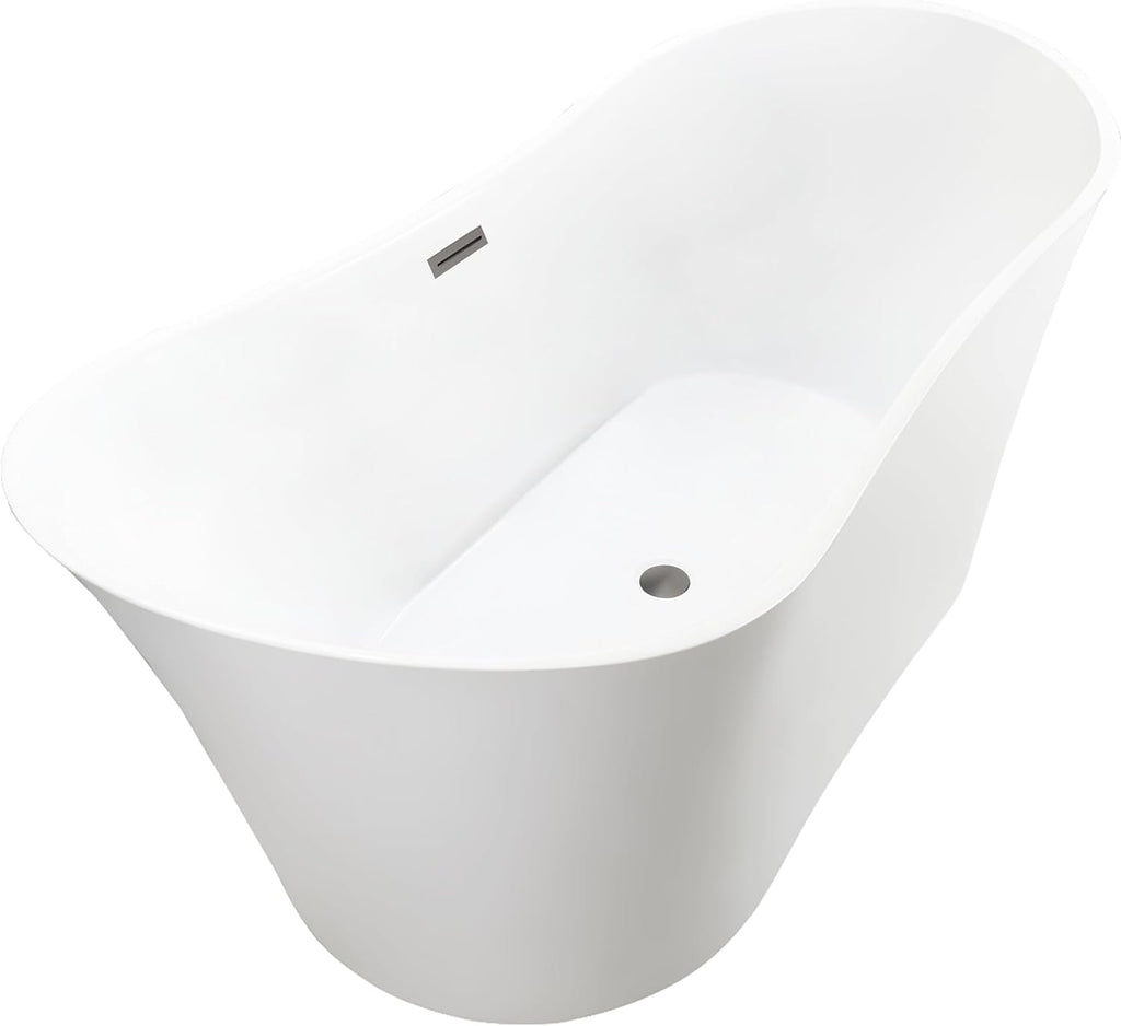Vanity Art 67 X 30 Inch White Acrylic Freestanding Bathtub | Contemporary Design Soaking Tub with Pop-up Drain and Slotted Overflow Included, UPC Certified VA6805-BN