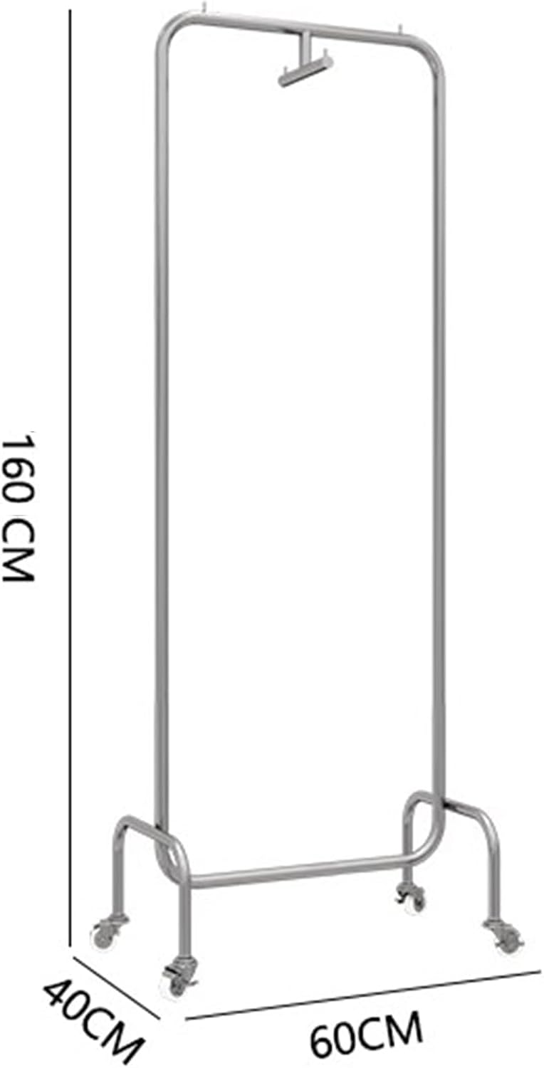 Heavy duty Garment rack Silver Stainless Steel Clothes Rack On Wheel Rolling Clothing Rack For Hanging And Display Clothes Commercial Clothes Rail Space-Saving Coat Rack For Bedrooms And Boutiques