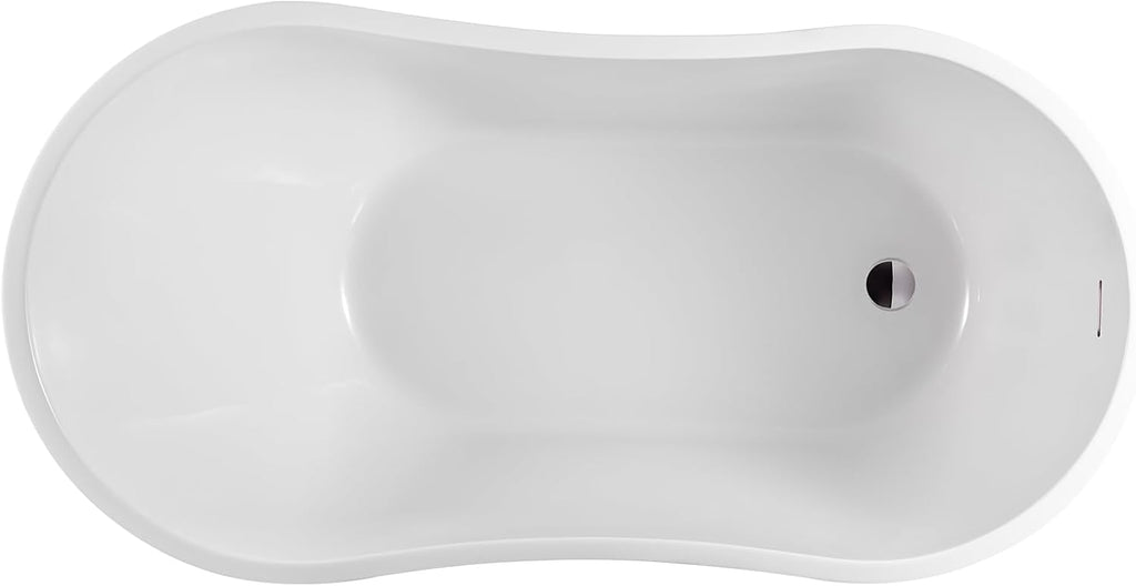 Vanity Art 54 X 28 Inch White Acrylic Freestanding Bathtub | Contemporary Design Soaking Tub with Pop-up Drain and Slotted Overflow Included, UPC Certified VA6525-IO