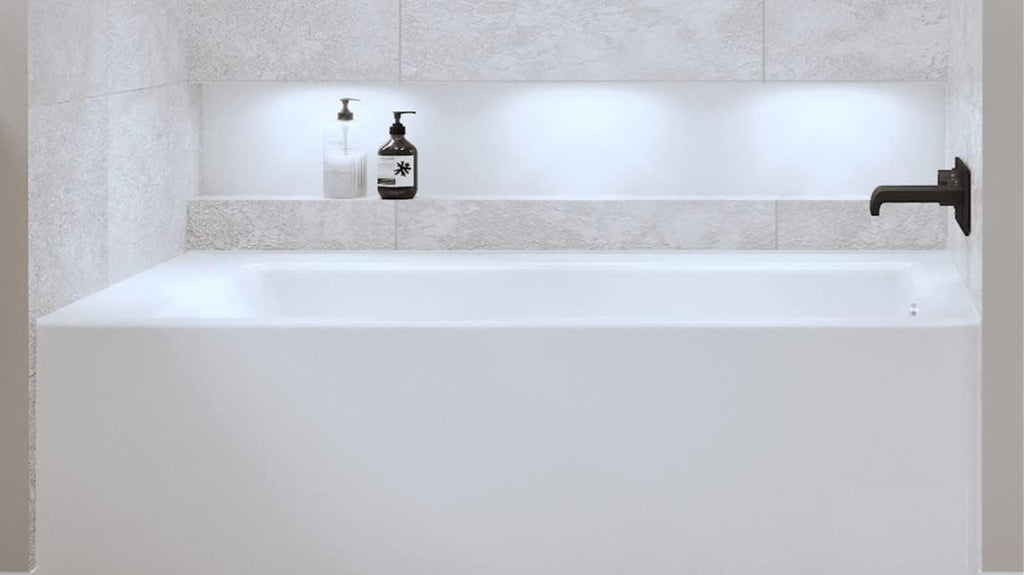 Carver Tubs - ALR6636 - Acrylic Freestanding Alcove Soaking Bathtub, Chrome Drain and Center Slotted Overflow Included- White Rectangle Acrylic Tub - Right Hand Drain - 66' L x 36' W x 20.5' H