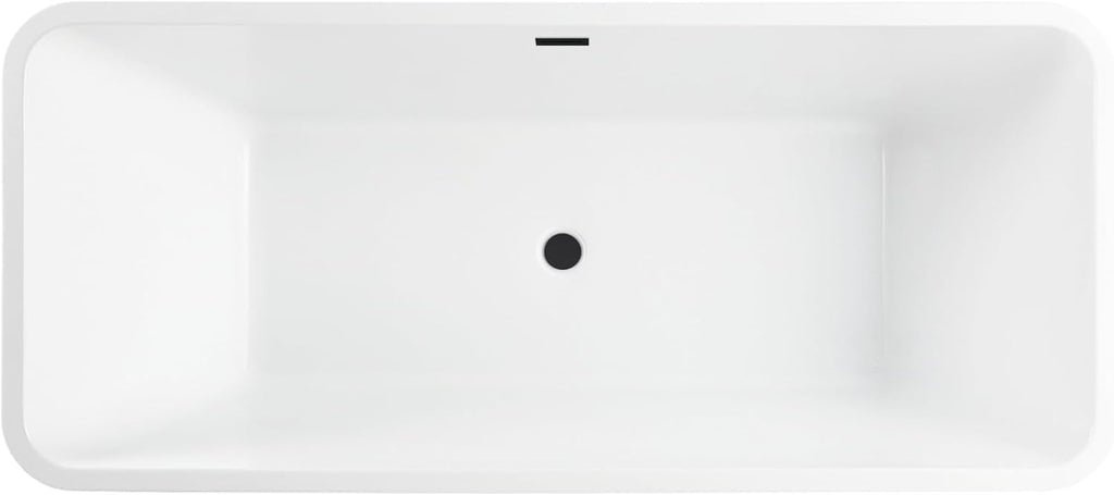 Vanity Art 67 X 29 Inch White Acrylic Freestanding Bathtub | Contemporary Design Soaking Tub with Pop-up Drain and Slotted Overflow Included, UPC Certified VA6820-MB