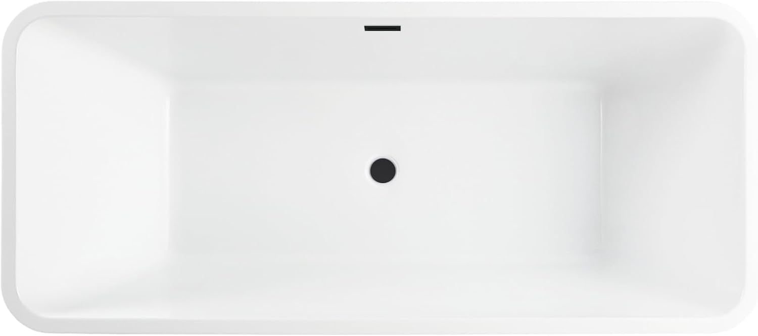 Vanity Art 67 X 29 Inch White Acrylic Freestanding Bathtub | Contemporary Design Soaking Tub with Pop-up Drain and Slotted Overflow Included, UPC Certified VA6820-MB