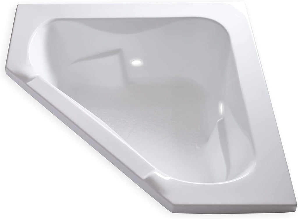 Carver Tubs - CT6060 - Modern Acrylic Fiberglass Corner Soaking Bathtub for Bathrooms, w/Built-in LED Lights - White Triangular Two Person Acrylic Tub - Deep Relaxing Soak- 60'L x 60'W x 19.5'H