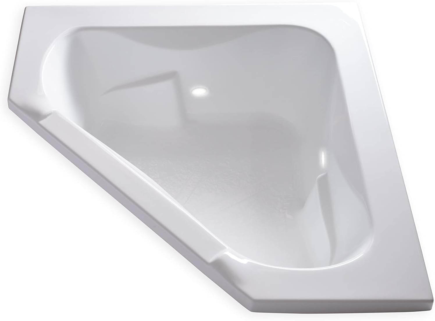 Carver Tubs - CT6060 - Modern Acrylic Fiberglass Corner Soaking Bathtub for Bathrooms, w/Built-in LED Lights - White Triangular Two Person Acrylic Tub - Deep Relaxing Soak- 60'L x 60'W x 19.5'H