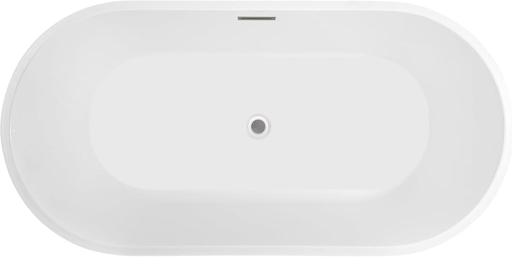 Vanity Art 54' X 29' Non-Slip Acrylic Freestanding Bathtub | Contemporary Design Soaking Tub with Overflow and Pop-up Drain, UPC Certified VA6815-NXSW-ORB