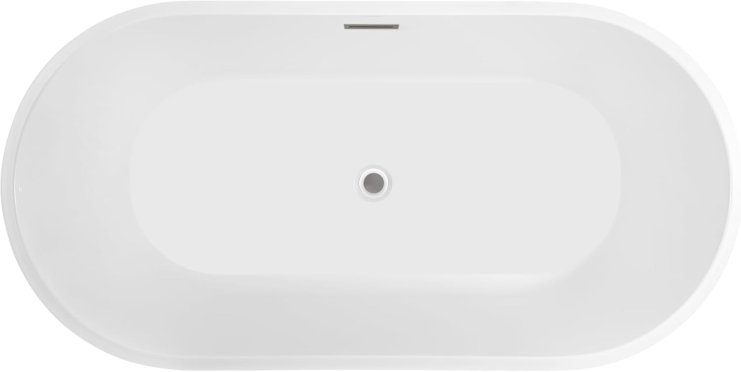 Vanity Art 54' X 29' Non-Slip Acrylic Freestanding Bathtub | Contemporary Design Soaking Tub with Overflow and Pop-up Drain, UPC Certified VA6815-NXSW-ORB