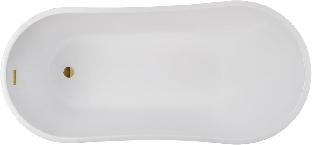 Vanity Art 59 X 29 Inch White Acrylic Freestanding Bathtub | Contemporary Design Soaking Tub with Pop-up Drain and Slotted Overflow Included, UPC Certified VA6904-S-TG