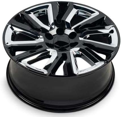 New OEM Replacement Wheel for 2019-2021 Dodge Ram 1500 22x9 inch Aluminum Rim Black With Chrome Inserts Black Fit 275/50R22