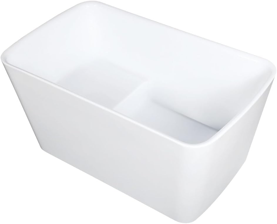 Kingston Brass VTSQ513226S Aqua Eden 51' Acrylic Freestanding Tub with Drain and Integrated Seat, Glossy White