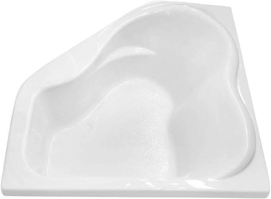 Carver Tubs - CK5959 - Modern Acrylic Fiberglass Soaking Corner Bathtub for Small Bathrooms - White Modern Curved Triangle Acrylic Bath Tub w/Headrest - Deep Relaxing Soak - 59'L x 59'W x 20.5'H